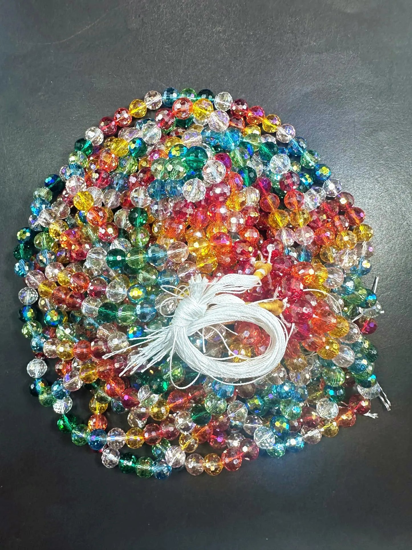 Beautiful Multicolor Rainbow Faceted Round Shape Bead. Stunning Rainbow Pattern, Great Quality 15.5"