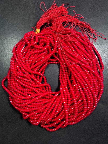 Beautiful 100% Natural Red Jade Faceted Rondelle Shape Gemstone Beads 4x3mm, Gorgeous Green Color Gemstone Beads, Great Quality 15.5"