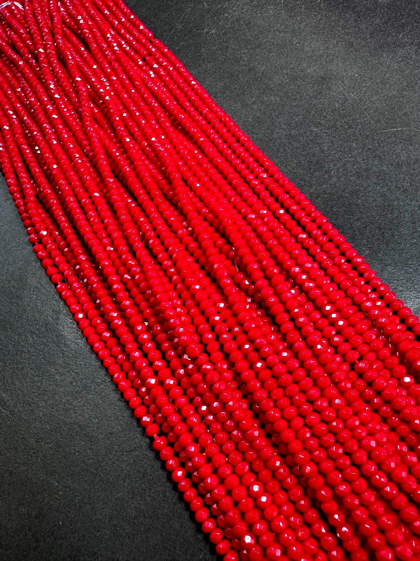 Beautiful 100% Natural Red Jade Faceted Rondelle Shape Gemstone Beads 4x3mm, Gorgeous Green Color Gemstone Beads, Great Quality 15.5"