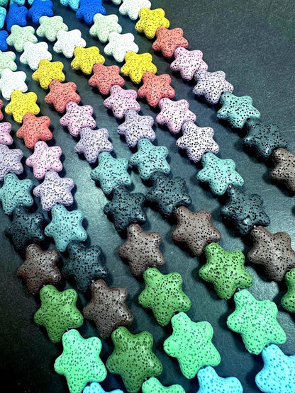 AAA Natural Multicolor 21x20mm Star Shaped Lava Rock Stone Bead. Beautiful Natural Multicolor Pattern Great Quality Full strand 15.5”