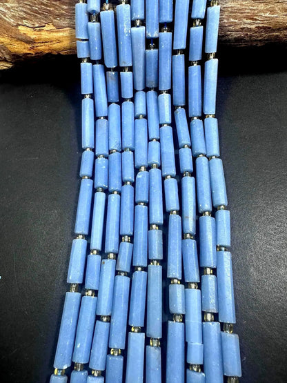 Beautiful Natural Blue Thin Tube Shape Angelite Gemstone Bead. 12x6mm-30x6mm, Stunning Natural Blue Color, Excellent Quality 15.5"