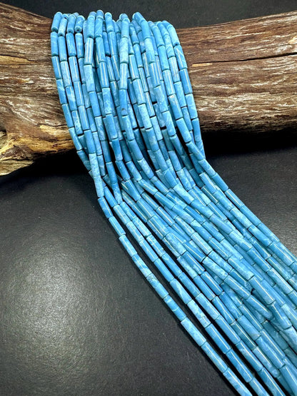 Beautiful Larimar Quartz Thin Tube Shape Beads, 4x13mm Light Blue Color Great Quality 15.5"