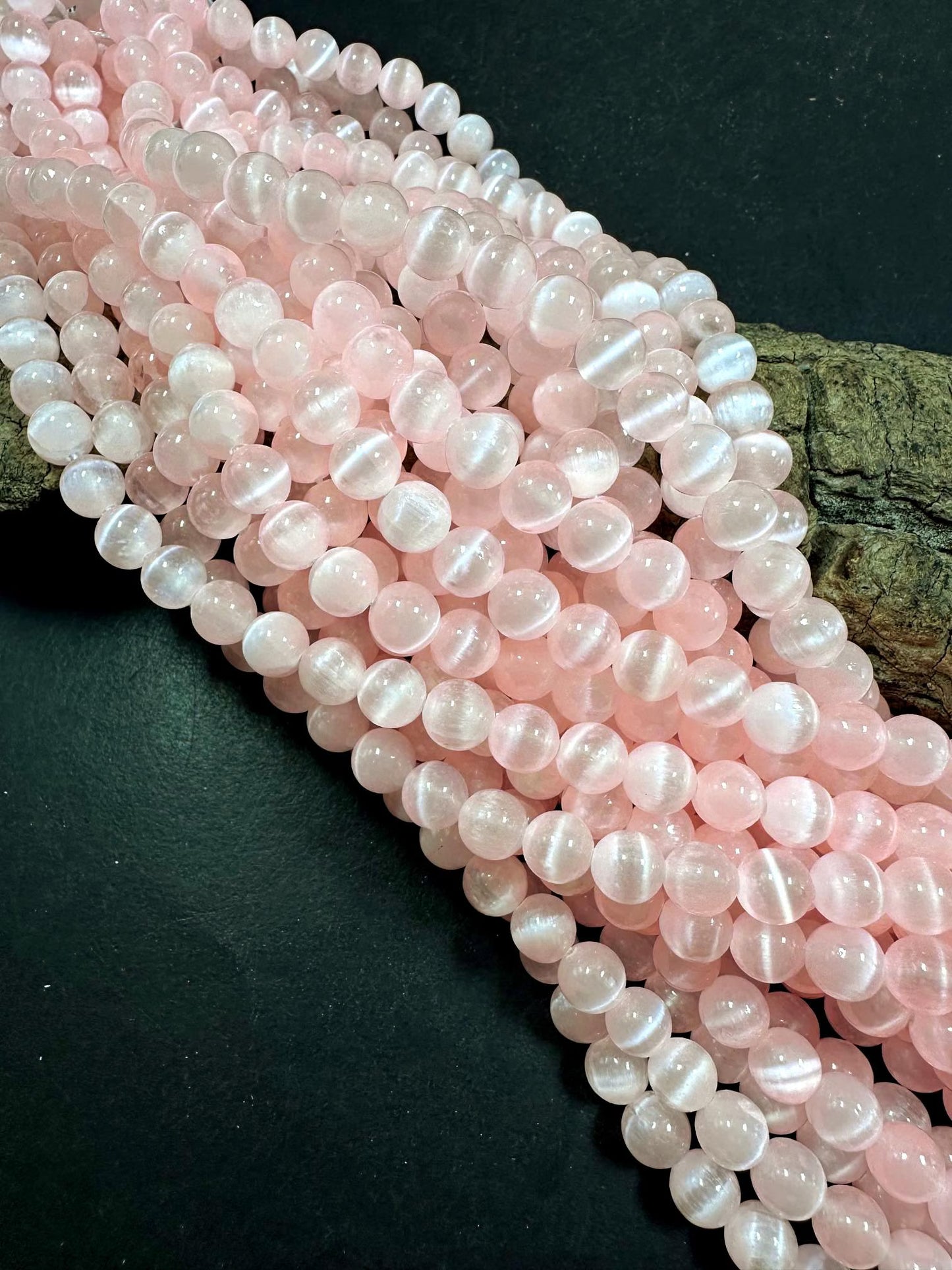 Natural Light Pink Selenite Round Shape Bead. 6mm 8mm 10mm, Gorgeous Light Pink Color Great Quality 15.5"