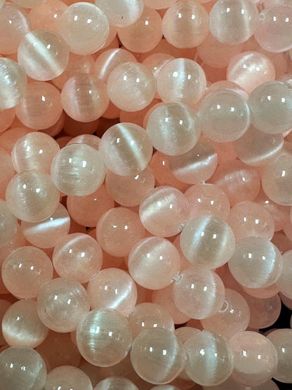 Natural Light Pink Selenite Round Shape Bead. 6mm 8mm 10mm, Gorgeous Light Pink Color Great Quality 15.5"