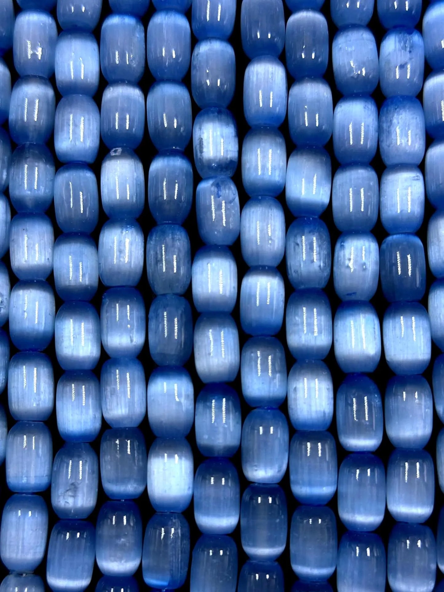 Beautiful Natural Ocean Blue Selenite Tube Shape 12x8mm Gemstone Bead. Stunning Blue Color, Great Quality 15.5"