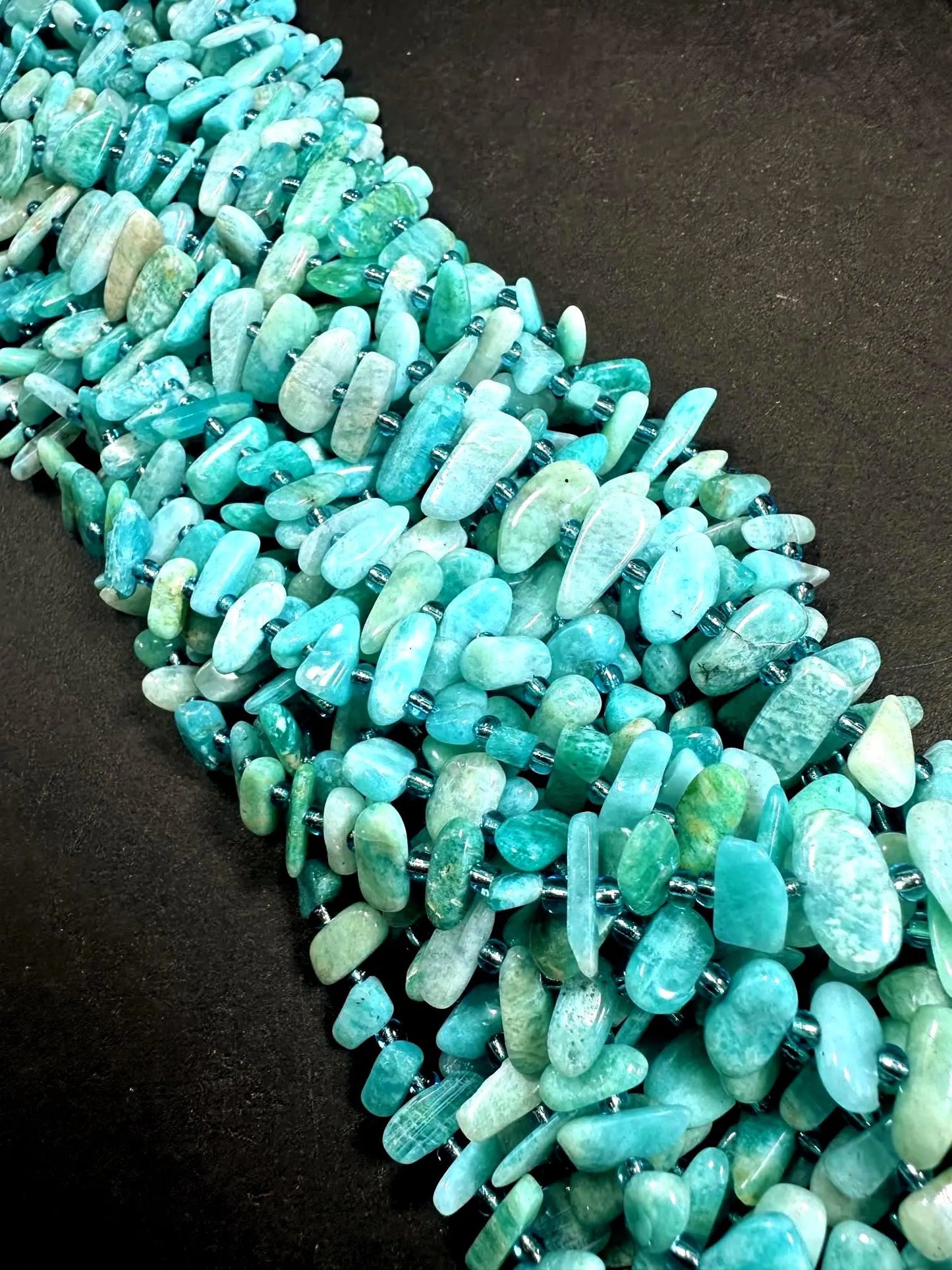100% AAA Natural Amazonite Stick Shape Gemstone Beads. Beautiful Blue Shades Color, Excellent Quality 15.5"