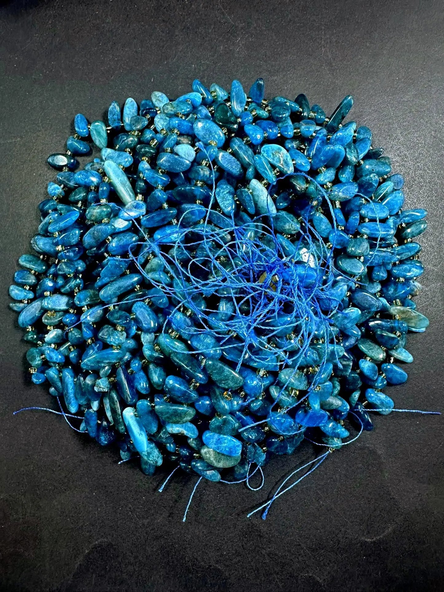 100% AAA Natural Apatite Stick Shape Gemstone Beads. Beautiful Blue Color, Excellent Quality 15.5"