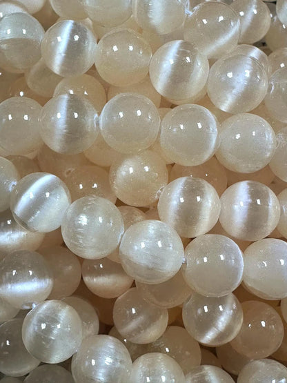 Natural Cream Ivory Selenite Round Shape Bead. 6mm 8mm 10mm, Gorgeous Ivory Shade Great Quality 15.5"
