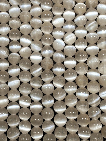 Natural Cream Ivory Selenite Round Shape Bead. 6mm 8mm 10mm, Gorgeous Ivory Shade Great Quality 15.5"