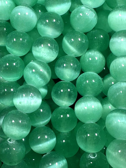 Natural Mint Green Selenite Round Shape Bead. 6mm 8mm, Gorgeous Green Color Great Quality 15.5"
