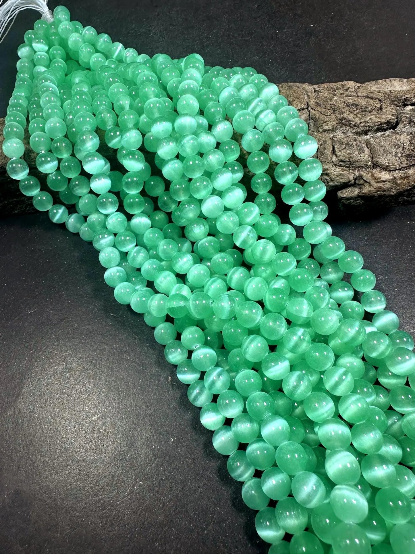 Natural Mint Green Selenite Round Shape Bead. 6mm 8mm, Gorgeous Green Color Great Quality 15.5"