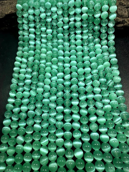 Natural Mint Green Selenite Round Shape Bead. 6mm 8mm, Gorgeous Green Color Great Quality 15.5"