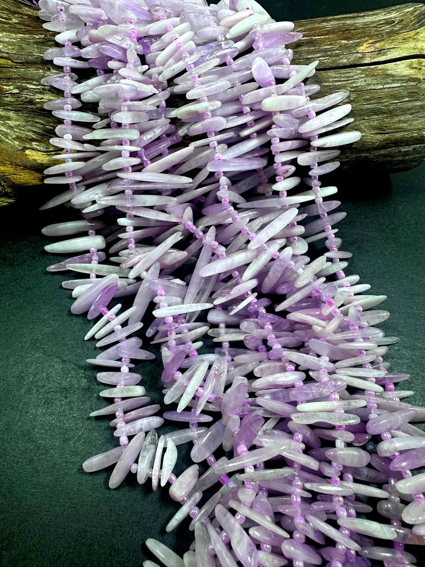 Graduated 100% AAA Natural Lavender Stick Shape Kunzite Gemstone Beads. 10x2mm-31x6mm, Light Purple Color, Great Quality 15.5"
