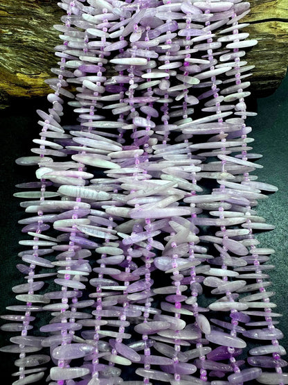 Graduated 100% AAA Natural Lavender Stick Shape Kunzite Gemstone Beads. 10x2mm-31x6mm, Light Purple Color, Great Quality 15.5"