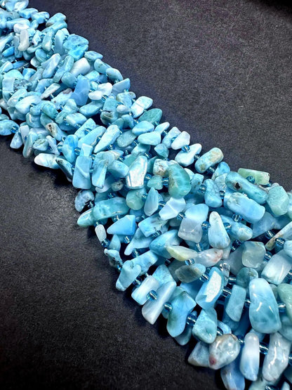 Stunning 100% AAA Natural Larimar Stick Shape Gemstone Beads. 10x5mm-16x8mm, Beautiful Natural Light Blue Color, Excellent Quality 15.5"