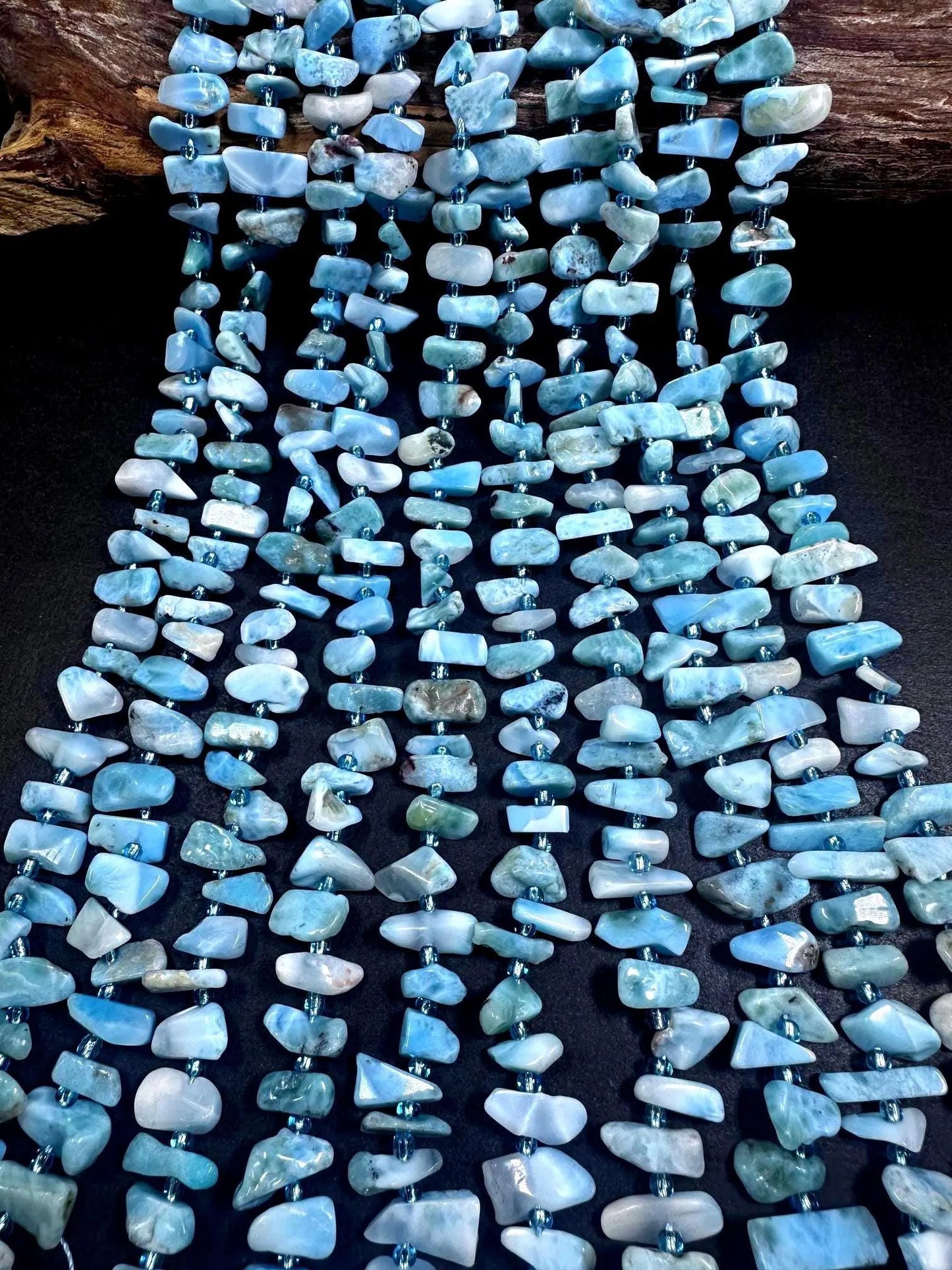 Stunning 100% AAA Natural Larimar Stick Shape Gemstone Beads. 10x5mm-16x8mm, Beautiful Natural Light Blue Color, Excellent Quality 15.5"