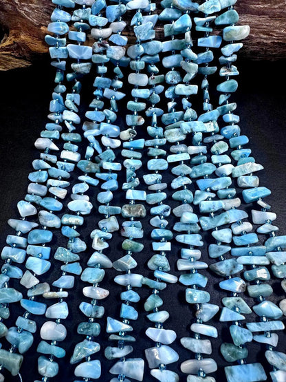 Stunning 100% AAA Natural Larimar Stick Shape Gemstone Beads. 10x5mm-16x8mm, Beautiful Natural Light Blue Color, Excellent Quality 15.5"