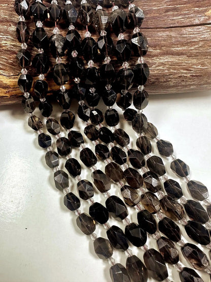 Handcut 100% AAA Natural Smoky Diamond Shape Gemstone Beads. Stunning Brown Color, 13x9mm, Excellent Quality 15.5"