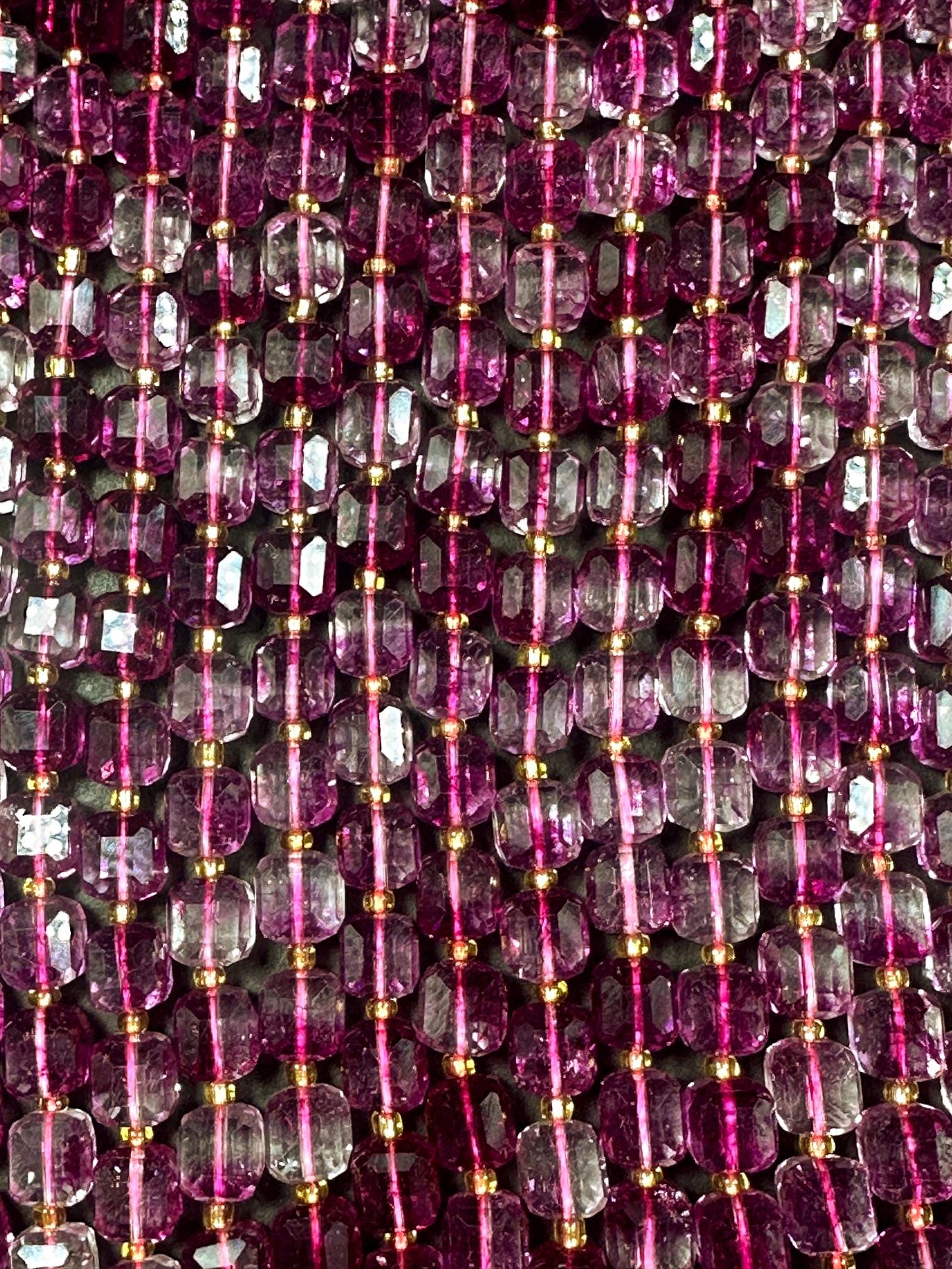 Beautiful Clear Hot Pink Cube Shape Quartz Crystal Bead, 8x8mm Hot Pink Color Great Quality 15.5"