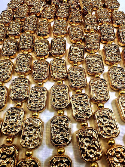 Beautiful Gold Plated Rectangle Beads 18x13mm, Great Quality Half Strand 7.5"