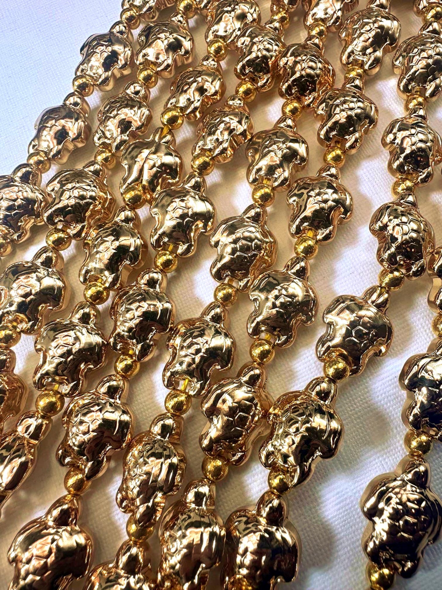 Beautiful Gold Plated Turtle Shape Beads 18x14mm, Great Quality Half Strand 7.5"