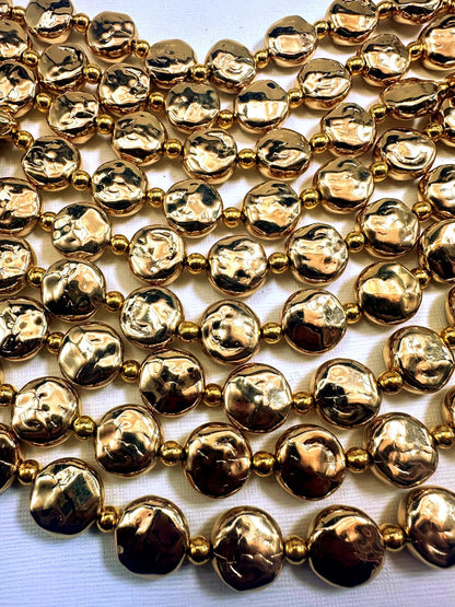 Beautiful Gold Plated Round Shape Beads &nbsp;14x14mm, Great Quality Half Strand 7.5"