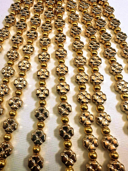 Beautiful Gold Plated Clover Shape Beads 8x8mm, Great Quality Half Strand 7.5"