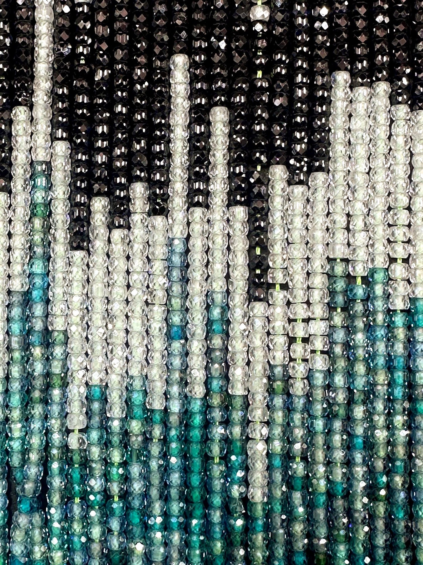 Multicolor Cubic Zirconia Faceted Rondelle Shape, Gorgeous White, Shades of Blue, Black High Quality 15.5"