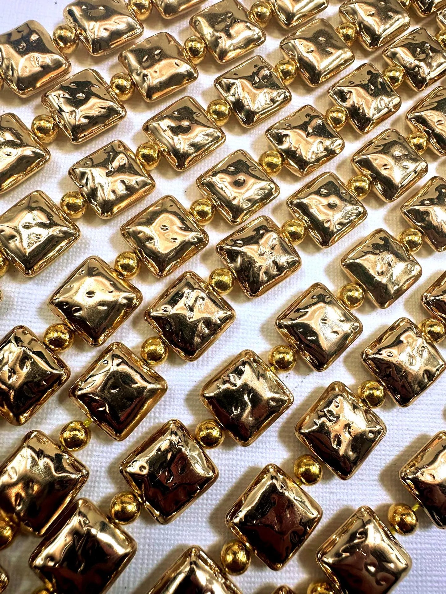 Beautiful Gold Plated Square Beads 12x12mm, Great Quality Half Strand 7.5"