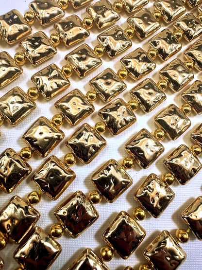 Beautiful Gold Plated Square Beads 12x12mm, Great Quality Half Strand 7.5"