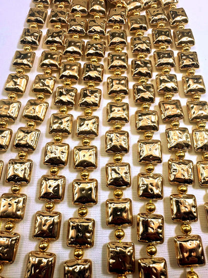 Beautiful Gold Plated Square Beads 12x12mm, Great Quality Half Strand 7.5"