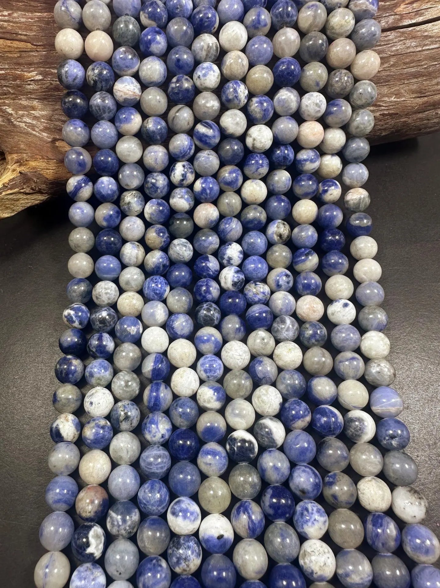 AAA Natural Blue White Sodalite Round Shape Bead, Beautiful Blue White Multicolor Pattern Great Quality 15.5"