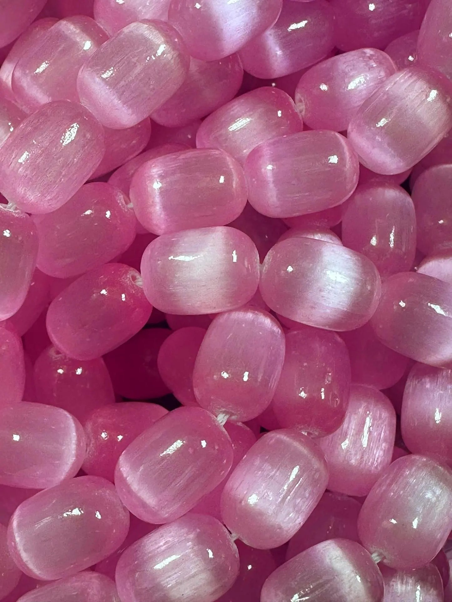 Beautiful Magenta Pink Selenite Tube Shape 12x8mm Gemstone Bead. Stunning Magenta Pink Color, Great Quality 15.5"