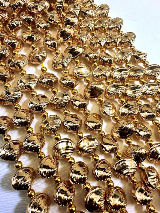 Beautiful Gold Plated Seashell Shaped Beads 12x14mm, Great Quality Half Strand 7.5"