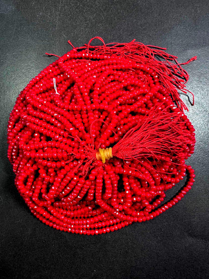 Beautiful 100% Natural Red Jade Faceted Rondelle Shape Gemstone Beads 4x3mm, Gorgeous Green Color Gemstone Beads, Great Quality 15.5"