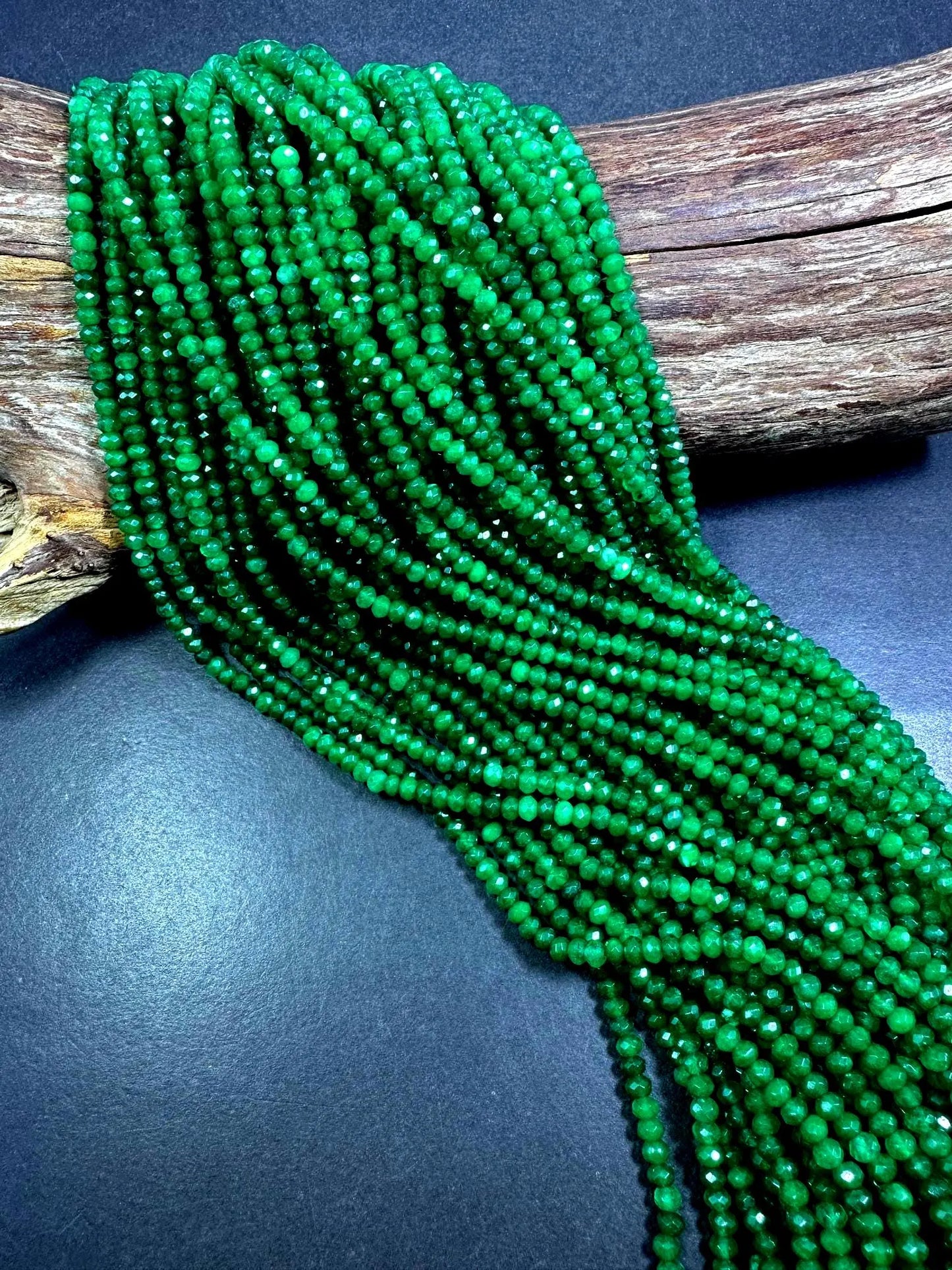 Beautiful 100% Natural Green Jade Faceted Rondelle Shape Gemstone Beads 4x3mm, Gorgeous Green Color Gemstone Beads, Great Quality 15.5"