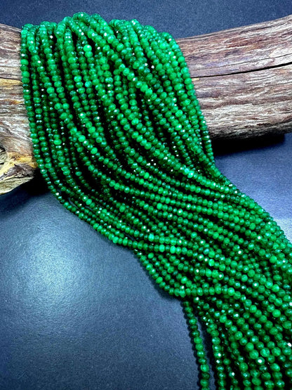 Beautiful 100% Natural Green Jade Faceted Rondelle Shape Gemstone Beads 4x3mm, Gorgeous Green Color Gemstone Beads, Great Quality 15.5"
