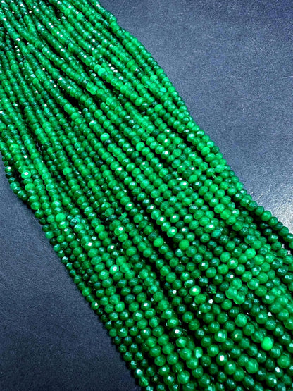 Beautiful 100% Natural Green Jade Faceted Rondelle Shape Gemstone Beads 4x3mm, Gorgeous Green Color Gemstone Beads, Great Quality 15.5"