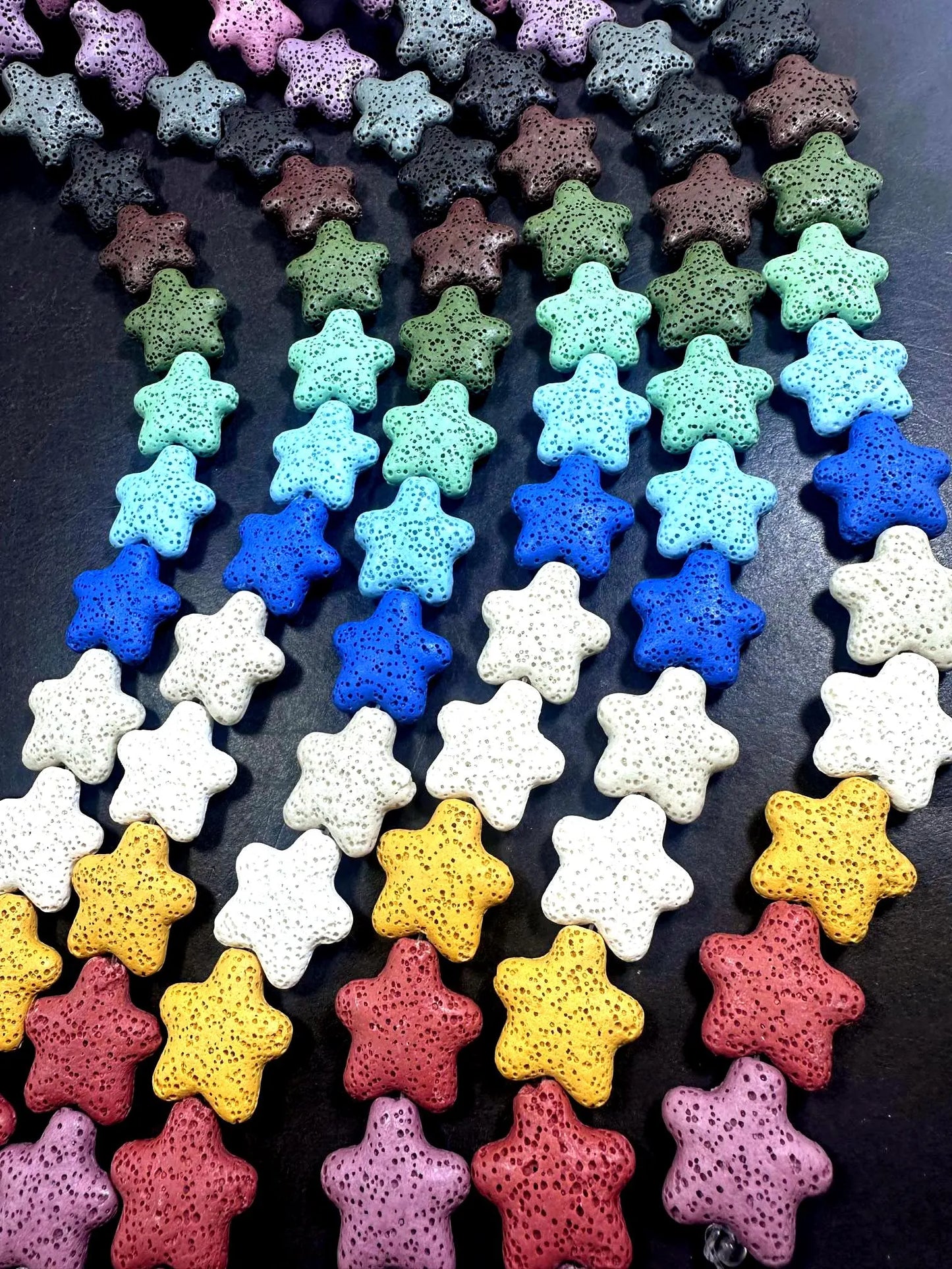 AAA Natural Multicolor 21x20mm Star Shaped Lava Rock Stone Bead. Beautiful Natural Multicolor Pattern Great Quality Full strand 15.5”