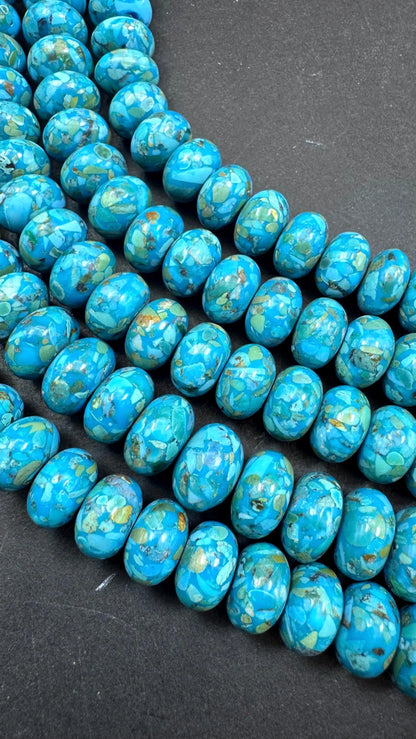Natural Turquoise gemstone bead. Beautiful Mosaic Turquoise bead. Excellent quality . Full strand 15.5"