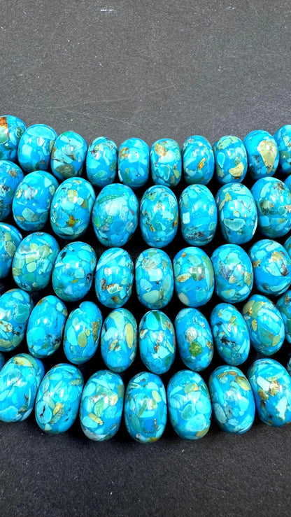 Natural Turquoise gemstone bead. Beautiful Mosaic Turquoise bead. Excellent quality . Full strand 15.5"