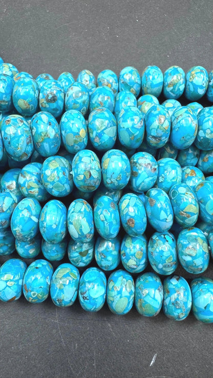 Natural Turquoise gemstone bead. Beautiful Mosaic Turquoise bead. Excellent quality . Full strand 15.5"