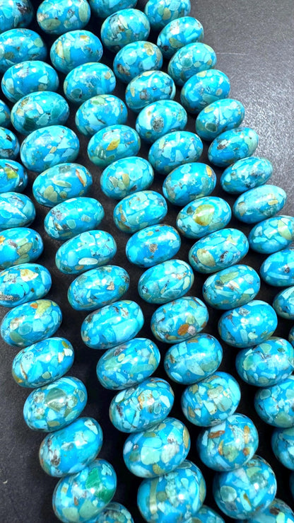 Natural Turquoise gemstone bead. Beautiful Mosaic Turquoise bead. Excellent quality . Full strand 15.5"