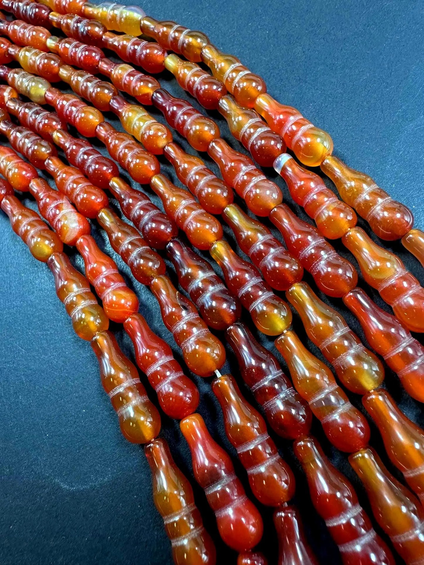 Beautiful Handcrafted Natural Carnelian Barrel Shape Gemstone Bead. 25x8mm, Natural Orange Color, Great Quality 15.5"