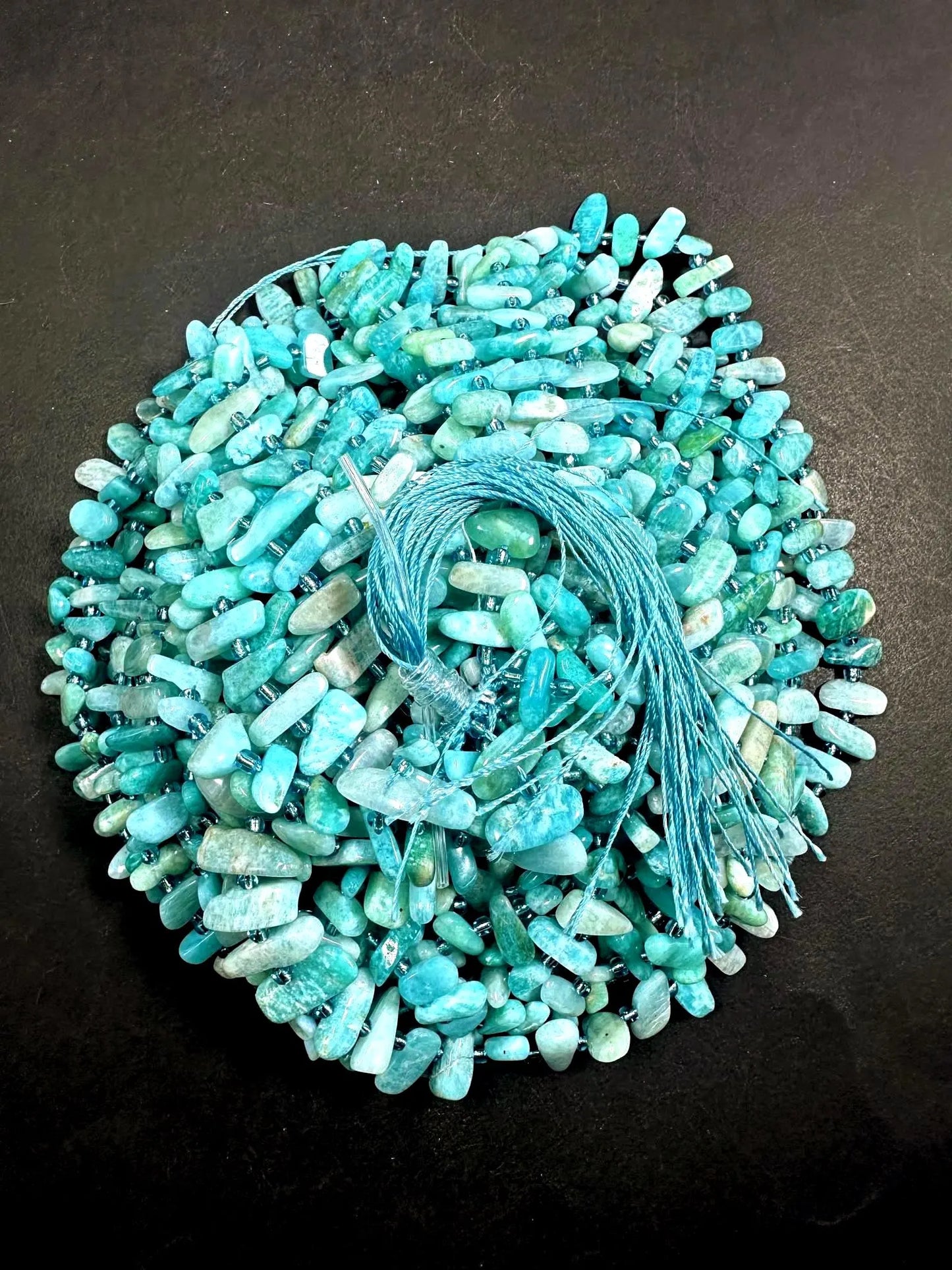 100% AAA Natural Amazonite Stick Shape Gemstone Beads. Beautiful Blue Shades Color, Excellent Quality 15.5"