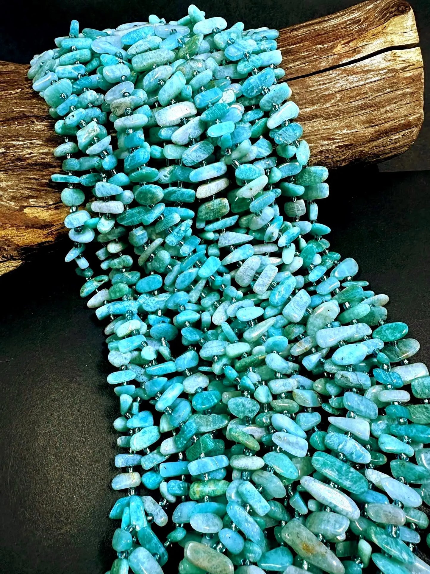 100% AAA Natural Amazonite Stick Shape Gemstone Beads. Beautiful Blue Shades Color, Excellent Quality 15.5"