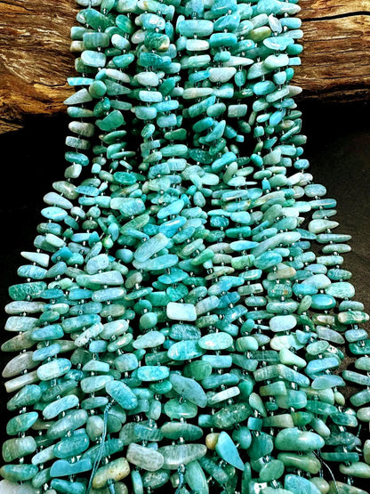 100% AAA Natural Amazonite Stick Shape Gemstone Beads. Beautiful Blue Shades Color, Excellent Quality 15.5"