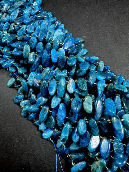100% AAA Natural Apatite Stick Shape Gemstone Beads. Beautiful Blue Color, Excellent Quality 15.5"