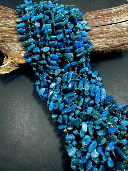 100% AAA Natural Apatite Stick Shape Gemstone Beads. Beautiful Blue Color, Excellent Quality 15.5"