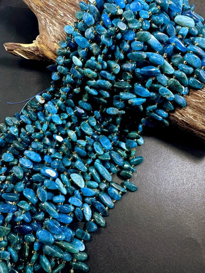 100% AAA Natural Apatite Stick Shape Gemstone Beads. Beautiful Blue Color, Excellent Quality 15.5"